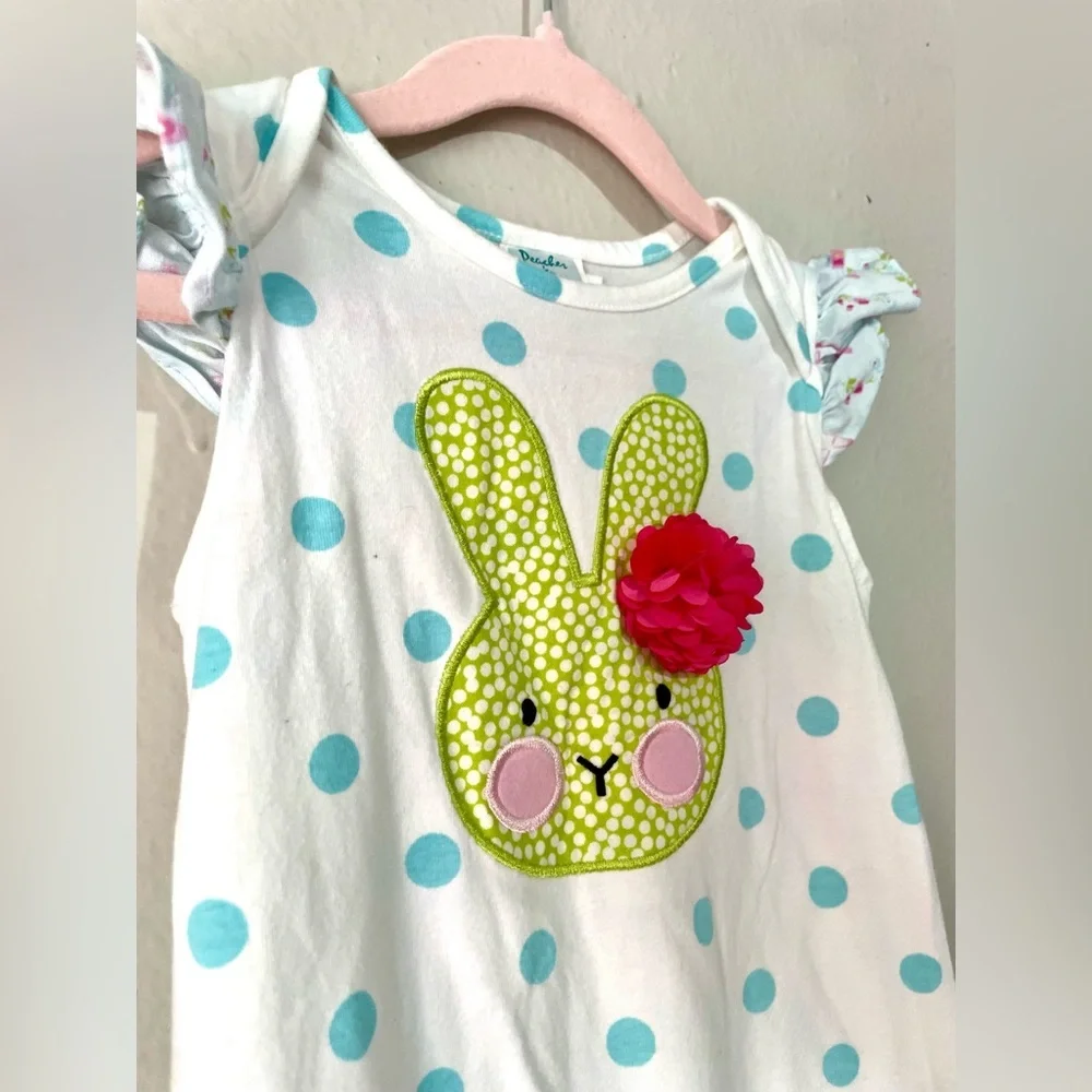 Peaches and Cream Easter Romper‎ Ruffles Bunny Size 18M